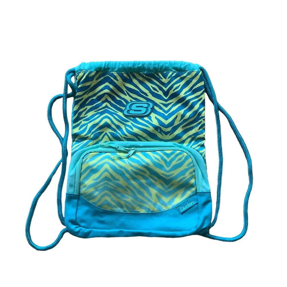 Skechers aqua green drawstring bag yoga gym school with pockets casual bag